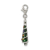 Sterling Silver 925 Enameled CZ Christmas Tree Charm Festive Elegance